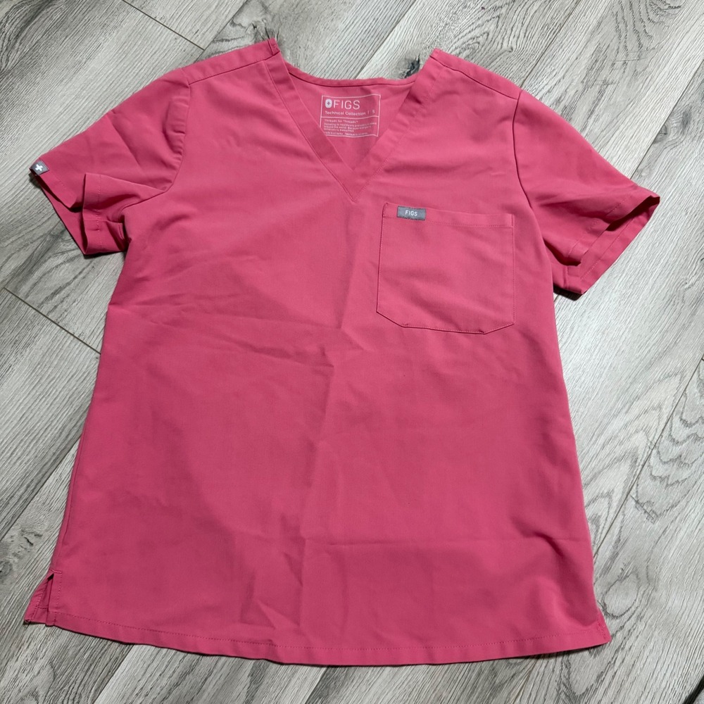 FIGS "Quartz" Pink Catarina One-Pocket Scrub Top V-Neck sz S Breast Cancer Nurse
